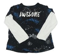 Černo-bílé flekaté triko s nápisem Primark