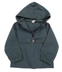 Tmavosivá ľahká bunda s nášivkou a kapucňou Shein