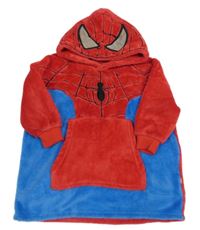 Červeno-modrá plyšová oversize domácí mikina s kapucí - Spiderman M&S
