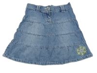 Modrá rifľová sukňa s květem