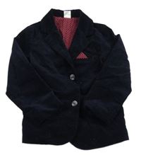 Tmavomodré zamatové podšité sako Miniclub