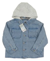 Nové - svetlomodrá rifľová bunda s teplákovou kapucňou Primark