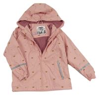Svetloružová jarná nepromokavá bunda s korunami a kapucňou Lupilu