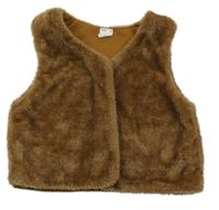 Hnedá kožušinová podšitá crop vesta shein