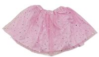 Ružová tylová sukňa s hviezdičkami