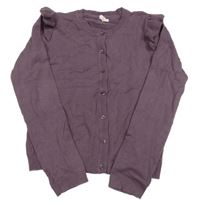 Fialový prepínaci ľahký sveter s volánikmi hema