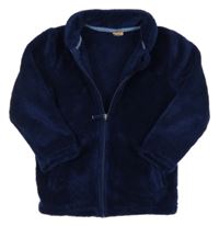 Tmavomodrá propínací chlupatá mikina 