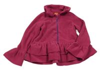 Tmavoružová fleecová prepínaci mikina s volánikmi