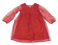 Červené tylové šaty s mašličkami 