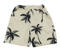 Smotanové kraťasy s černými palmami shein