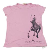 Svetloružové tričko s koníkem kids