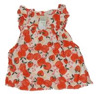 Nové - bielo-červené ľahké šaty s jahodami Primark