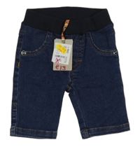 Nové - tmavomodré džegíny s úpletovým pasem 