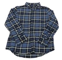 Tmavomodro-šedo-hnědá kostkovaná košile Next