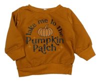 Hnedá mikina s nápisom a tekvicou