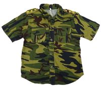 Zeleno-hnědá army košile s kapsami 