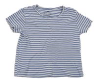 Bielo-modré pruhované rebrované crop tričko H&M