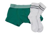 2 set - zelené boxerky + bílé ponožky s šedými pruhy 