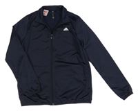 Tmavomodrá sportovní propínací mikina s logem Adidas