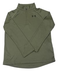 Khaki sportovní funkční triko s logem Under Armour