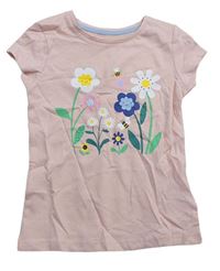 Ružové tričko s kvetmi Mothercare