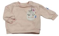 Svetloružová mikina s jednorožcom zn. PRIMARK