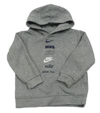 Šedá mikina s logy a kapucí Nike