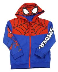 Tmavomodro-červená propínací mikina s kapucí - Spiderman George