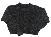 Čierno-strieborný trblietavý crop sveter H&M