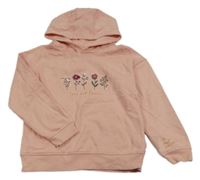 Ružová mikina s kvetmi a kapucňou Primark