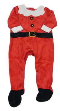 Červeno-černo-bílý sametový overal - Santa 