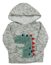 Sivá melírovaná mikina s dinem a kapucňou Orsolino