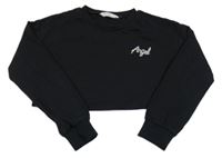 Čierna crop mikina s nápisom Shein