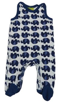 Tmavomodro-bílé dupačky so slonmi