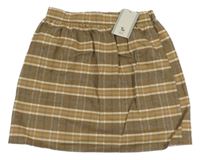 Nové - Béžvo-okrovo-sivá kockovaná sukňa Tu
