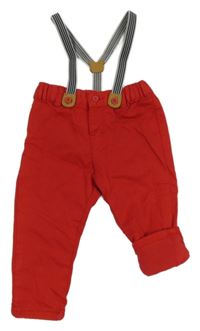 Červené podšité chino kalhoty s kšandami Mayoral