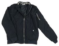 Tmavomodrý šusťákový jarní bomber H&M