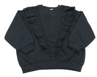 Tmavosivá mikina s volániky s madeirou Zara