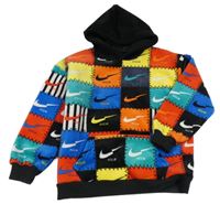 Čierno-farebná plyšová vzorovaná mikina s kapucňou