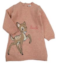 Růžové svetrové vlněné šaty s Bambim Primark