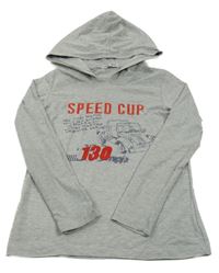 Sivé tričko s autom a kapucňou