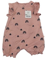 Nové - Růžový kraťasový overal s duhami Next