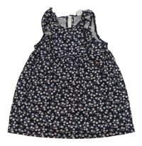 Tmavomodro-ružové kvetované šaty H&M