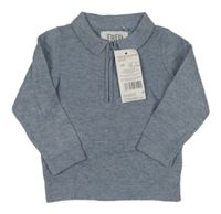 Nové - Šedomodrý sveter s golierikom F&F