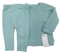 Nové - 2set - Světlemodrý žebrovaný svetr + lehké tepláky George