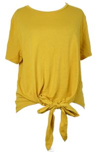 Dámské okrové crop tričko s uzlem Zara 