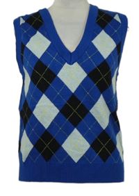Dámska modro-čierno-biela károvaná svetrová vesta Primark