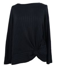 Dámsky tmavomodrý rebrovaný sveter s řasením F&F