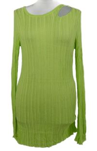 Dámská limetková žebrovaná úpletová tunika s průstřihem River Island 