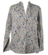 Dámská bílo-barevná kytičkovaná halenka 